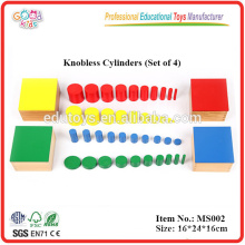 Montessori Material Toy Knobless Cylinders (Conjunto de 4) Materiais de madeira educacionais